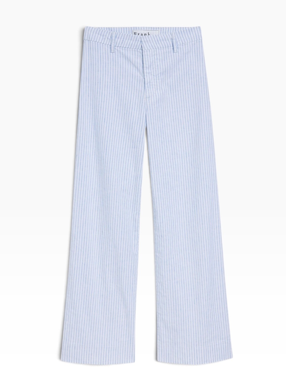 Frank & Eileen Wexford Linen Light Blue and White Striped Wide-Leg Pants